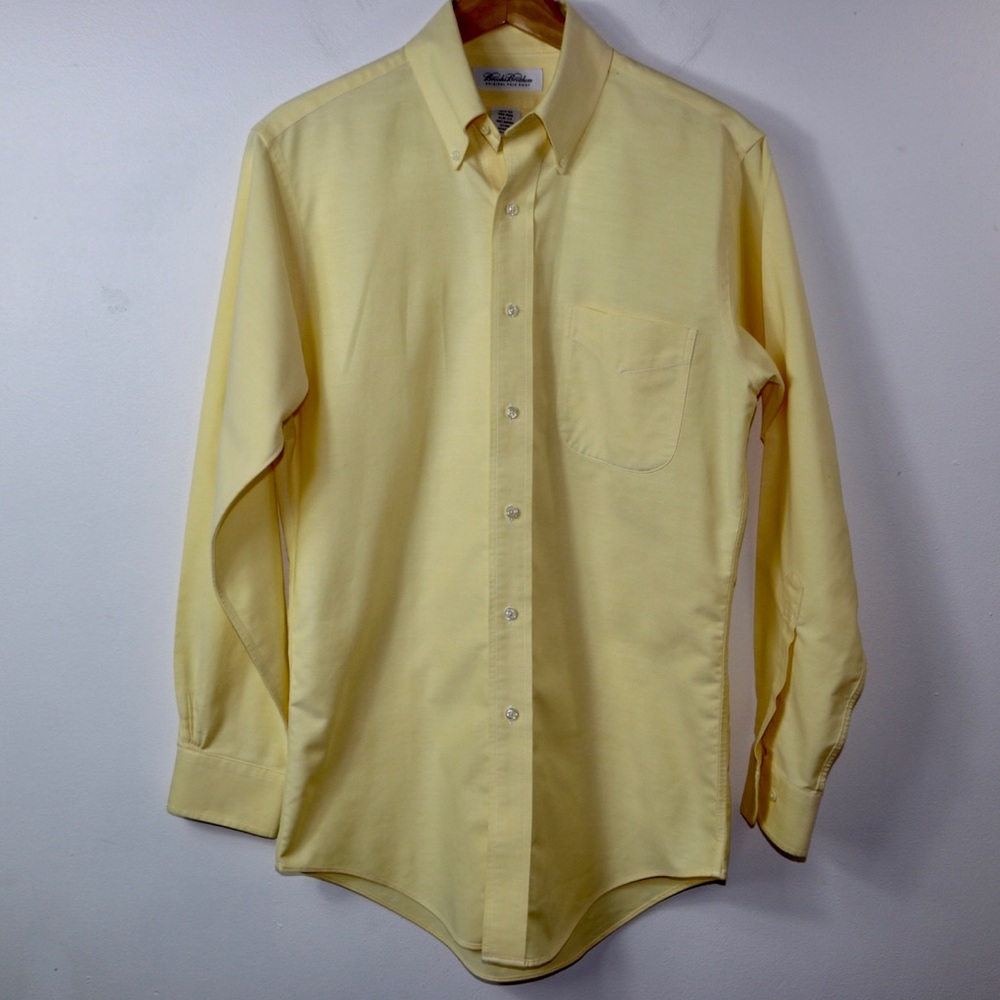 Brooks Brothers Original Polo Button Down Oxford Yellow Solid Shirt Size 14 1/2